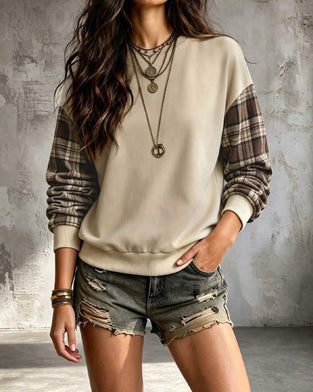 Sweatshirt Plaid Lapptäcke Raglanärm