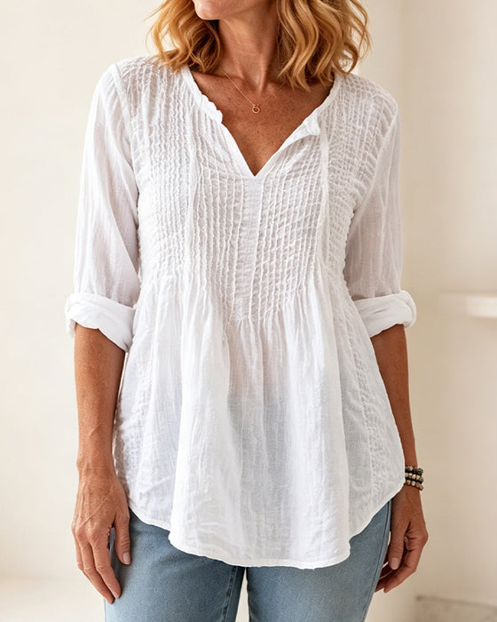 Blus V-Hals Dragsko Solid