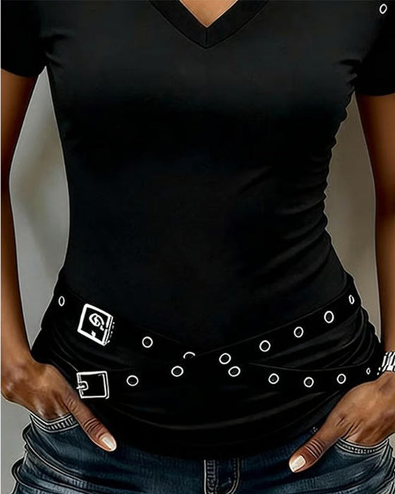 T-Shirt Kors Rem Hål Ut Slim Passform