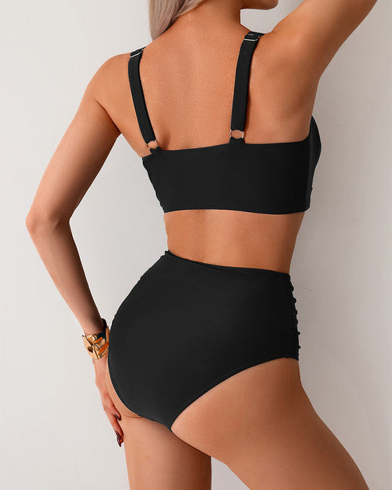 Bikini Enfärgad Knut Hög Midja Sexig