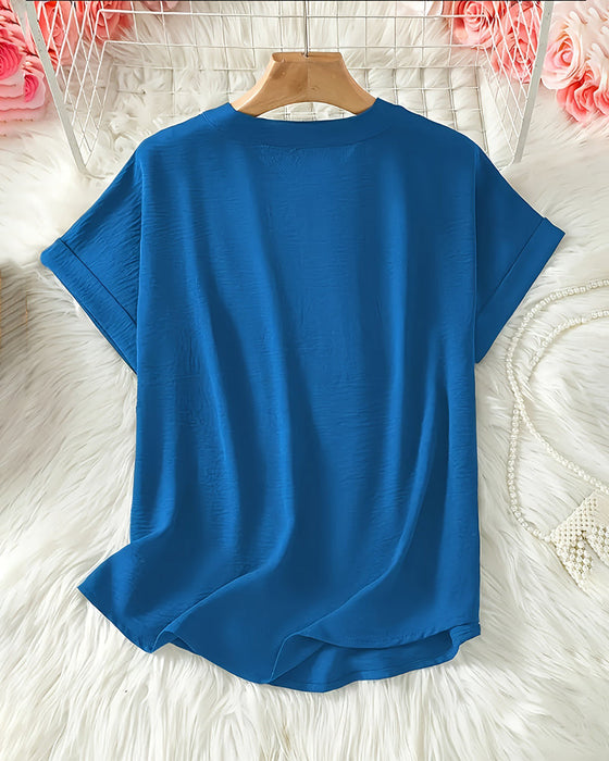 Blus Lös Enfärgad Damsk Casual