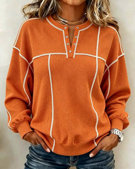 Sweatshirt V-Hals Linje Lång Ärm