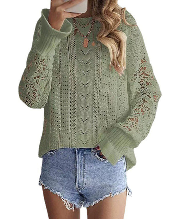 Pullover Enfärgad Rund Hals