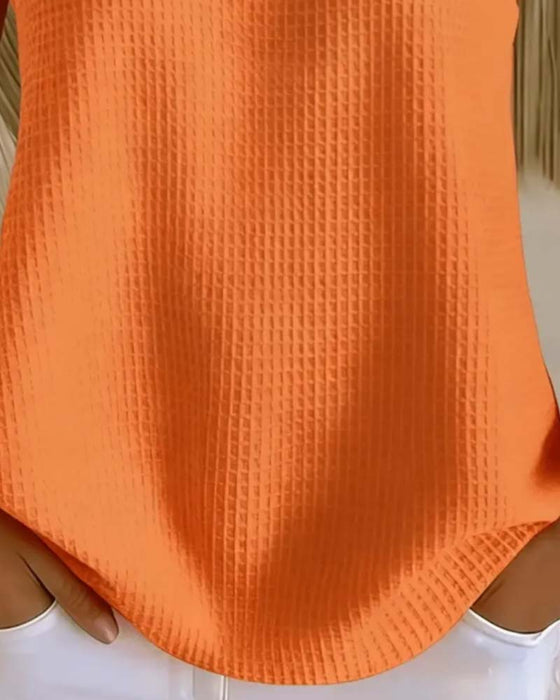 Tank Top Rundhalsad Ärmlös Våffla Knapp