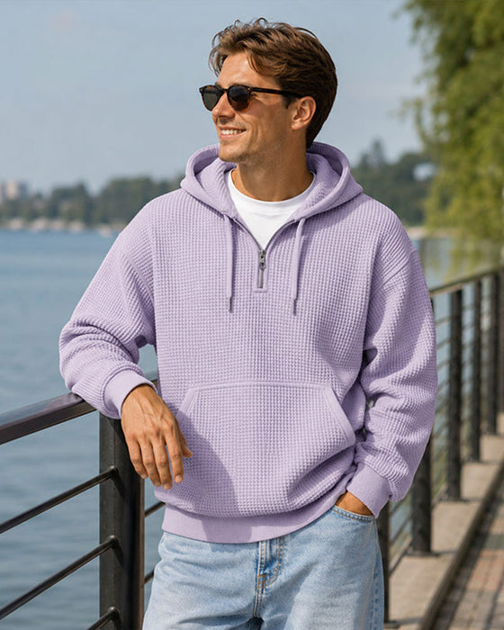 Hoodie Herr Solid Dragkedja Pullover