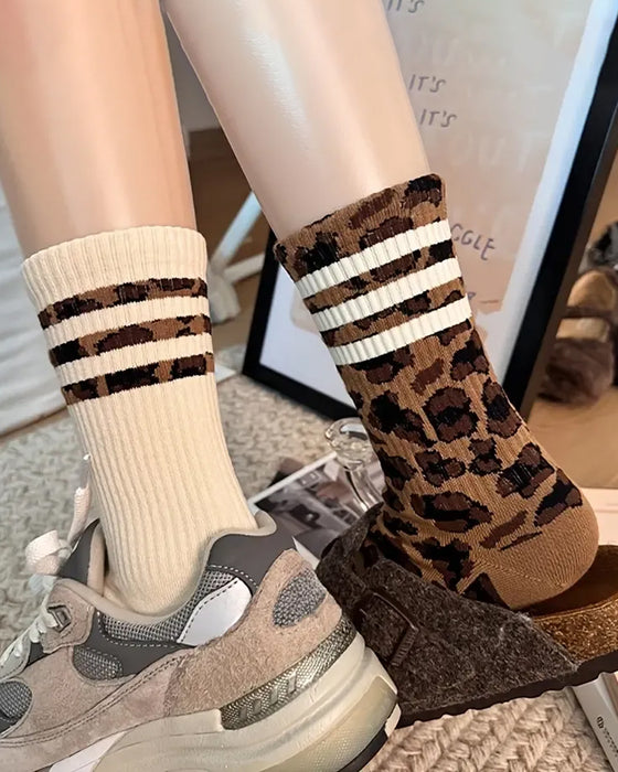 Strumpor Leopardmönster Knähöga