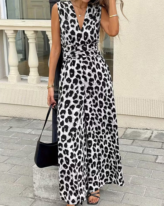 Hoppdräkt Leopard Tryck Ärmlös