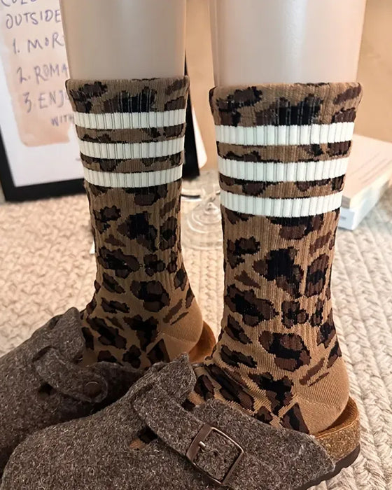 Strumpor Leopardmönster Knähöga