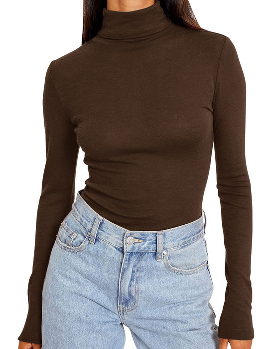 Topp Enfärgad Halv Turtleneck Bas