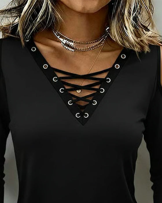 Topp Off-Shoulder Kors Lång Ärm