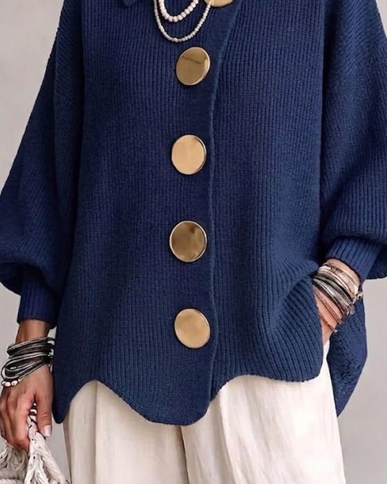 Cardigan Stor Metallknapp Slag