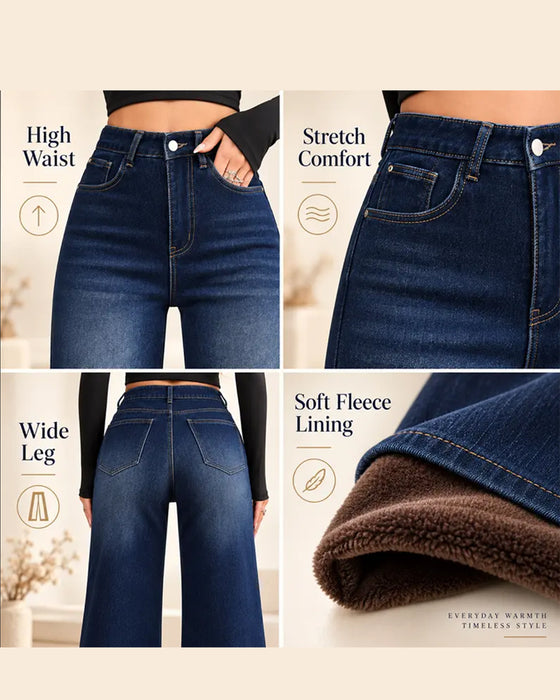 Jeans med fleecefoder, breda ben