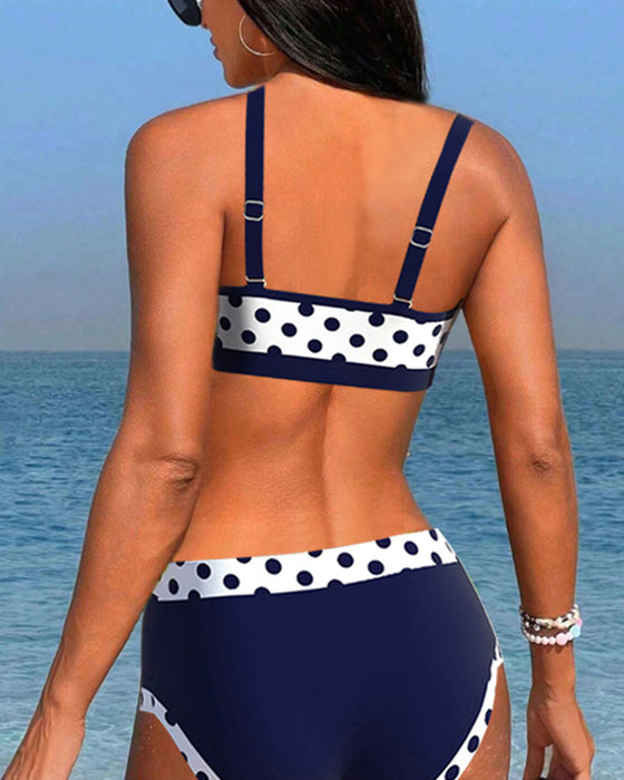 Hög midja Patchwork prickiga bikinis