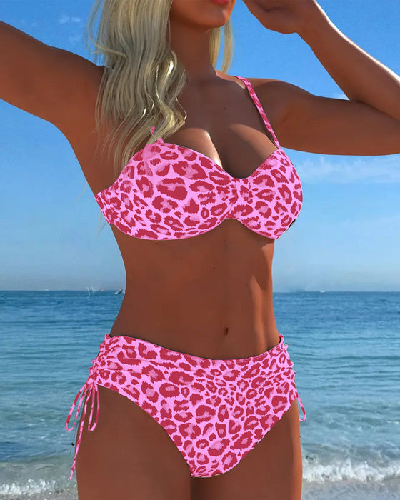 Bikini Snörning Leopardtryck