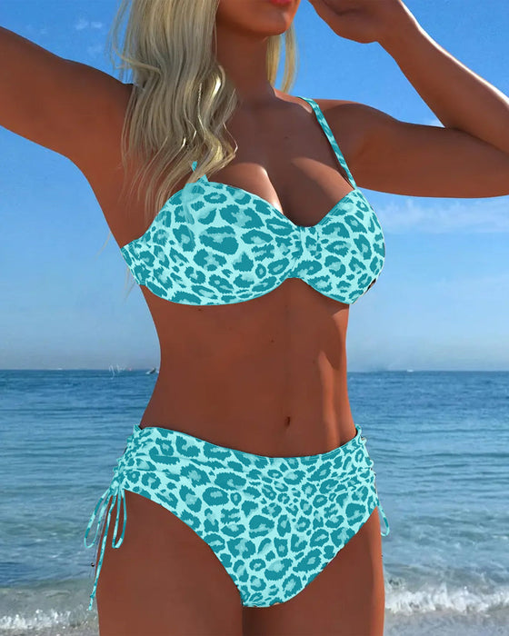 Bikini Snörning Leopardtryck