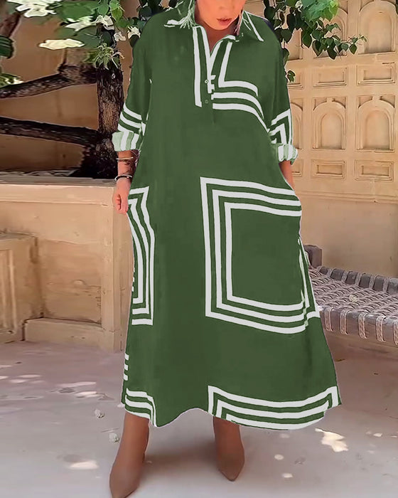 Fritidsklänning med rektangulärt tryck i slagslag