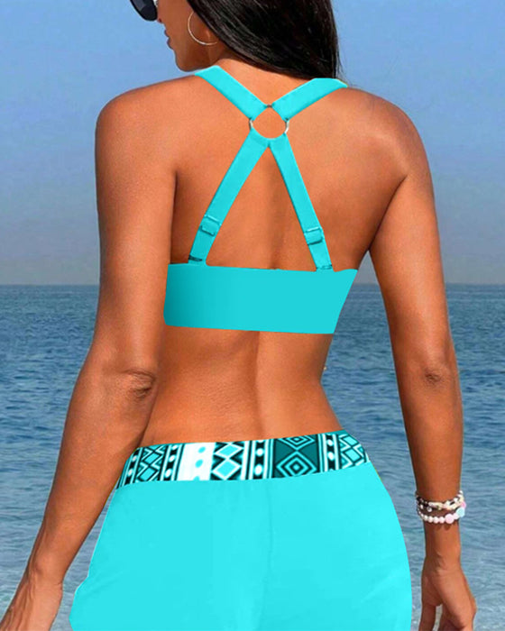 Bikinis med hög midja med geometriskt tryck