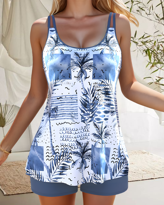 Tankini baddräkt med kokosnötstryck