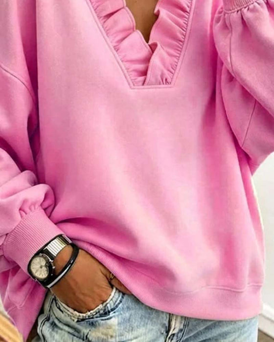 Sweatshirt Ruffle V-Hals Drop Axel
