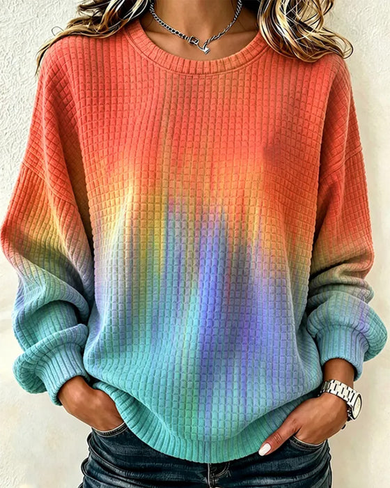 Sweatshirt Gradient Tie-Dye Casual Rundhals