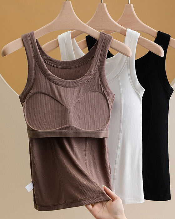 Cami‑Topp Solid Färg Med Inbyggd Bh
