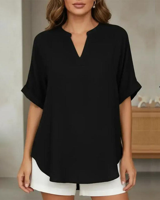 Blus Lös Enfärgad Damsk Casual