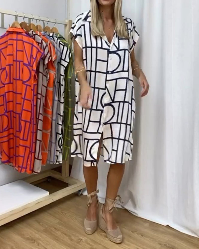 Fritidsklänning med tryck för kvinnor