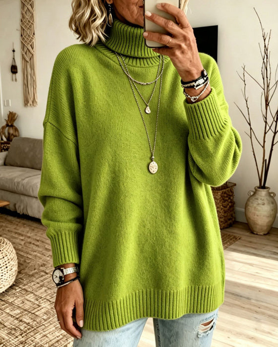 Pullover Hög Halsning Lös