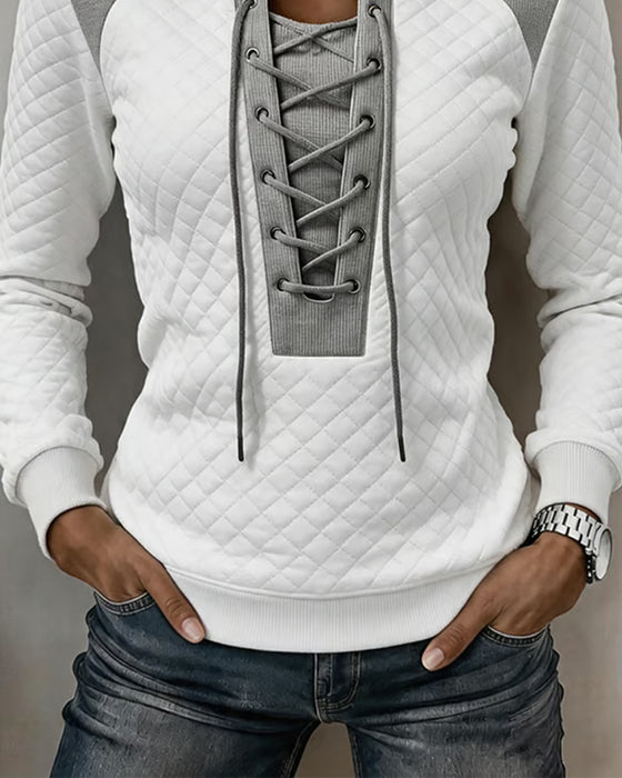 Sweatshirt Snörning Slimmad Färgblock