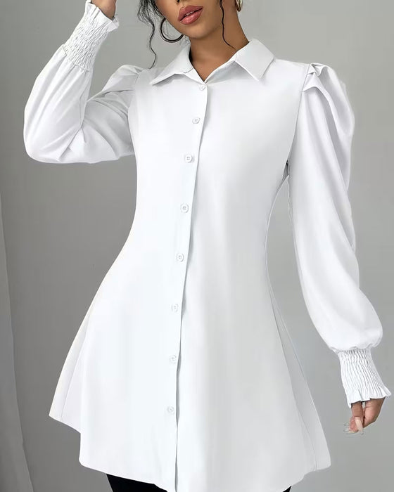 Blus Skjortkrage Solid Trendig