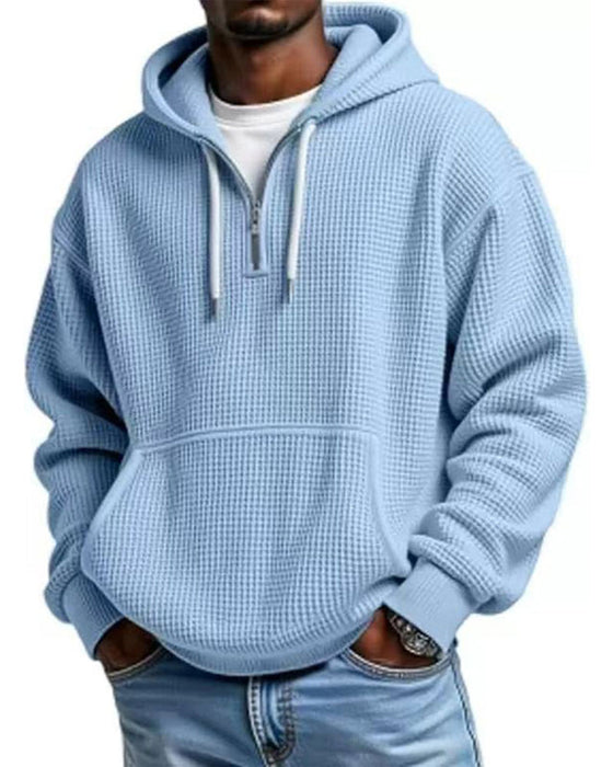 Hoodie Herr Solid Dragkedja Pullover