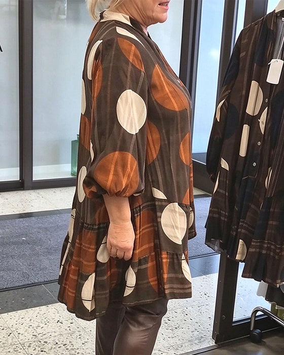 Klänning Geometriskt Prickigt Print V-Hals Loose Fit