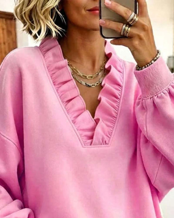 Sweatshirt Ruffle V-Hals Drop Axel