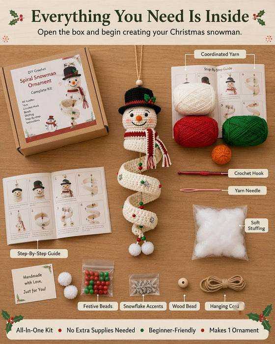 ☃️ DIY Kit Snögubbe I Spiral Virkning