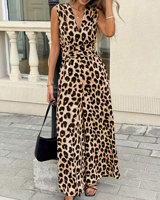 Hoppdräkt Leopard Tryck Ärmlös
