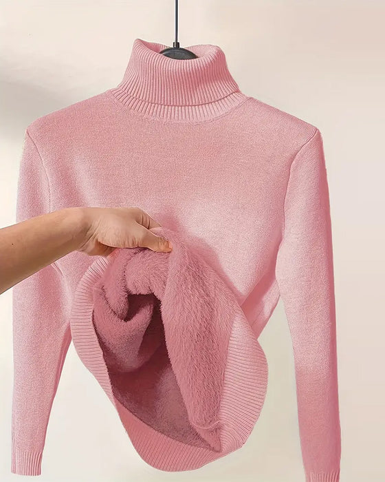 Enfärgad långärmad förtjockad tröja