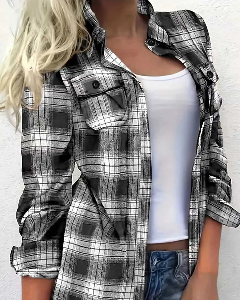 Blus Casual Skotskrutig Skjorta