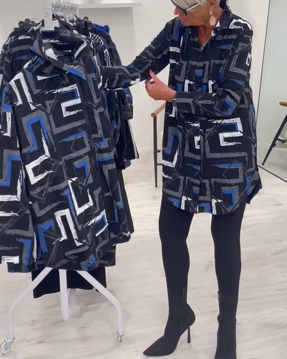 Lapel geometriskt tryck skjorta