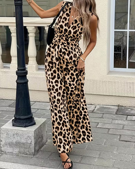 Hoppdräkt Leopard Tryck Ärmlös