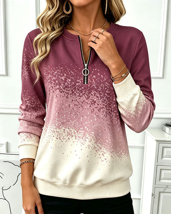Sweatshirt Dragkedja Gradient Kontrast