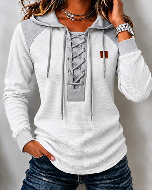 Hoodie Huva Snörning Spliced
