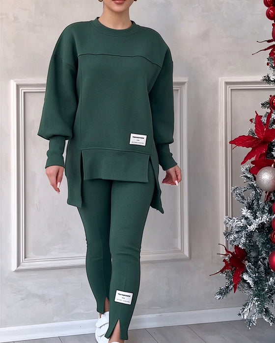 Set Tryckt Sweatshirt Och Joggingbyxor