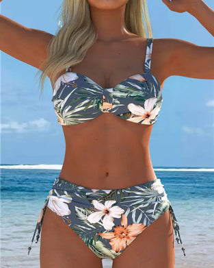 Tvådelad Bikini Med Tryckt Mönster – Trendig