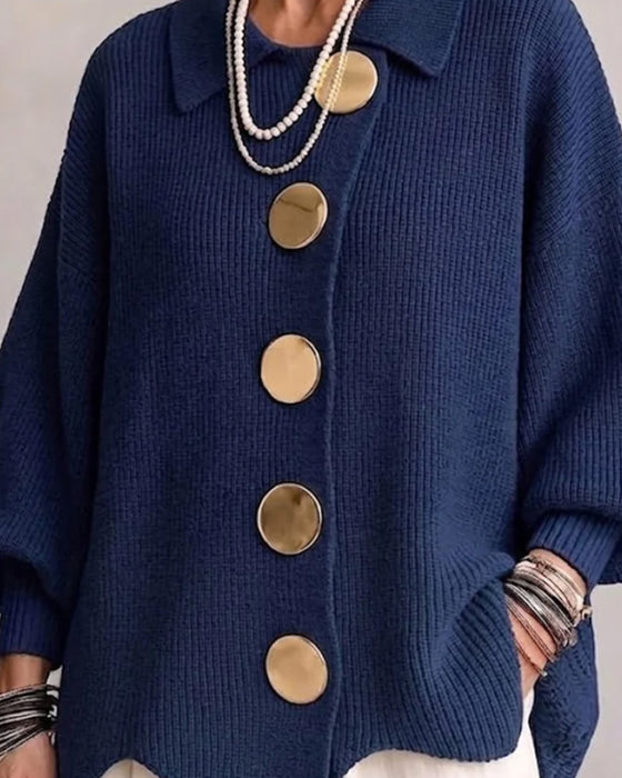 Cardigan Stor Metallknapp Slag