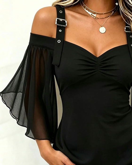 Blus Off-Shoulder Kamisol Rynkad