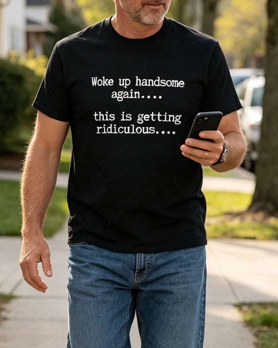 Herr T-Shirt Bokstav Tryck Rund Hals