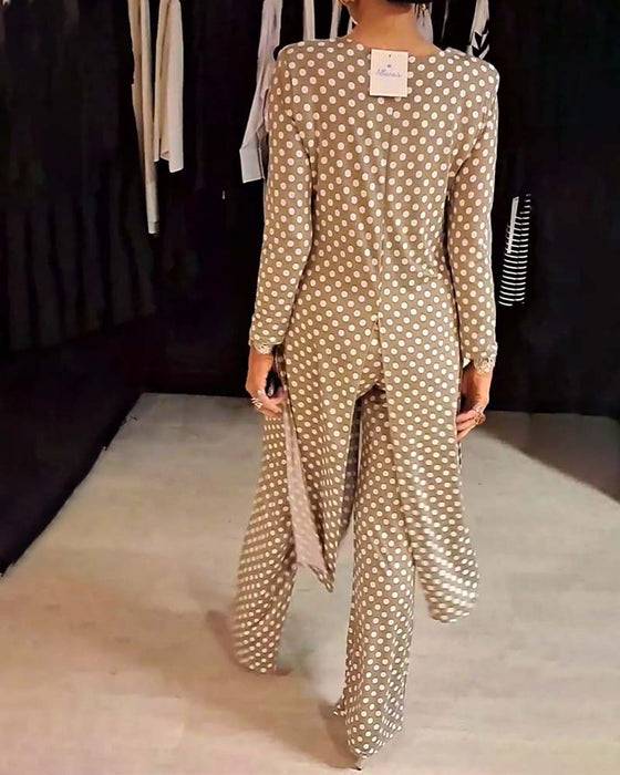Elegant prickig slitskostym