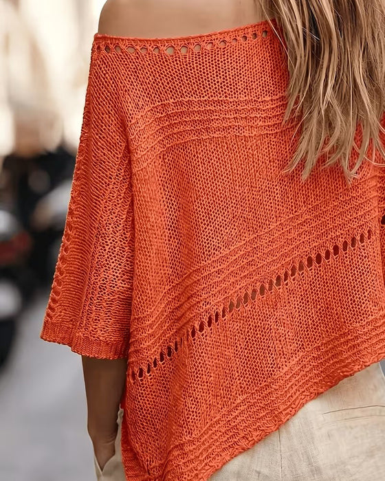 Pullover En-Axel Urholkning Stickad