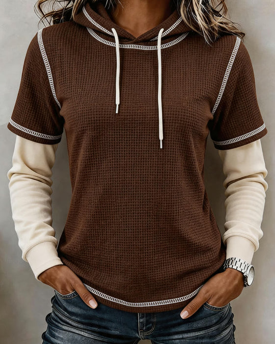 Hoodie Våffla Färgblock 2 I 1