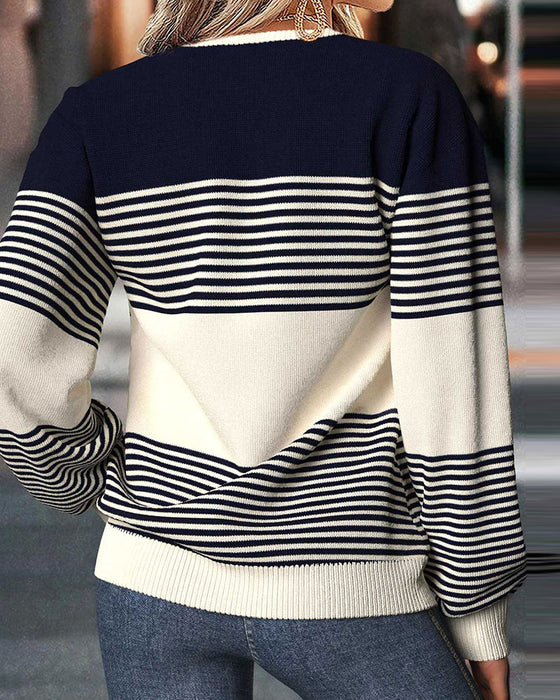 Pullover Randig Rundhalsad Tröja